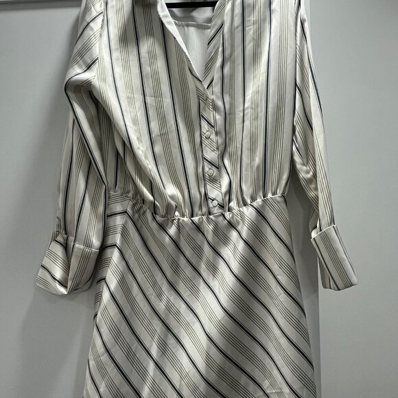 Zara Striped Satin Shirt Dress - Picture 3 of 4